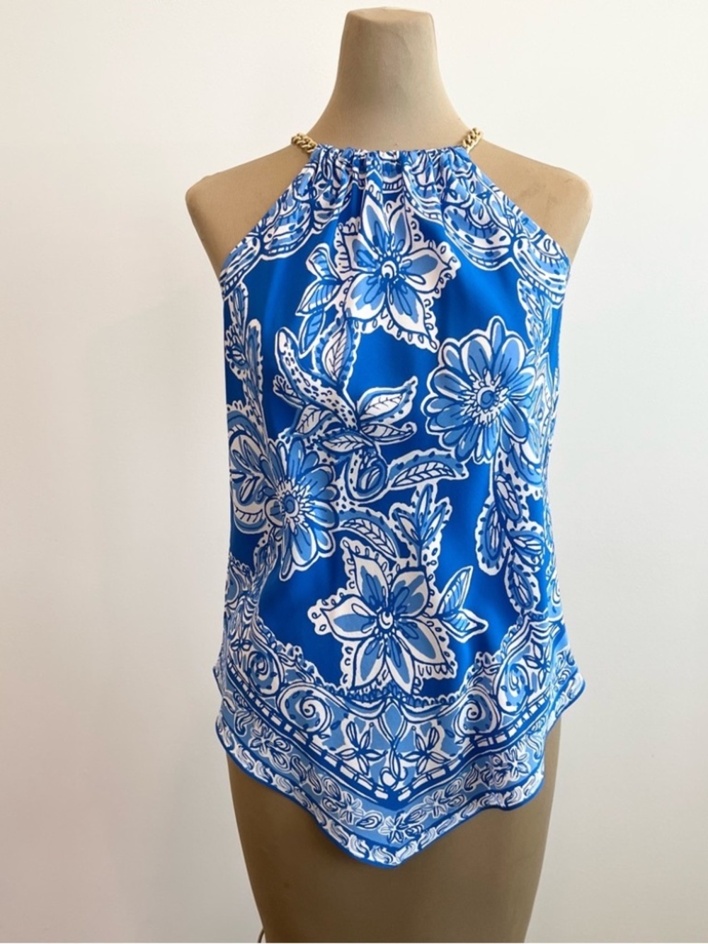 Lilly Pulitzer Cabana Gold Chain Halter Top Size XS